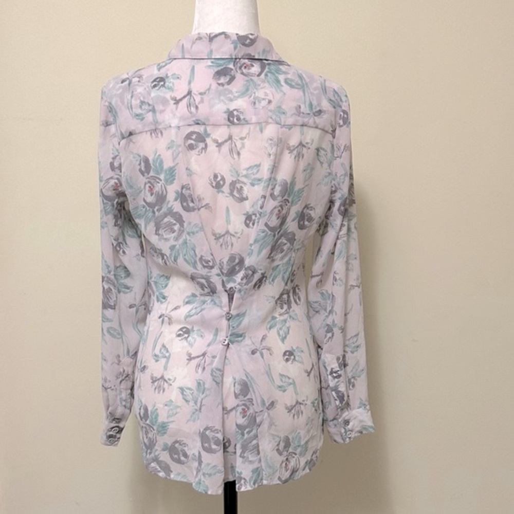 Kut from the Kloth Flora Print Semi-Fit w Back Gathered Button Up Shirt Blouse S - Picture 1 of 16